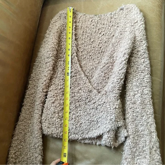 Free People pink Teddy marshmallow furry wrap sweater ballet romantic - Picture 6 of 7